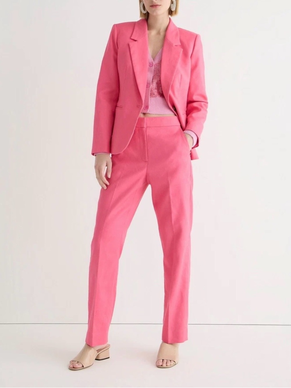 J.Crew Kate straight-leg pant in stretch linen blend Pink Size 8